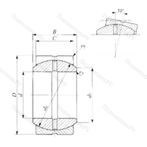 Подшипник скольжения сферический SBB 14