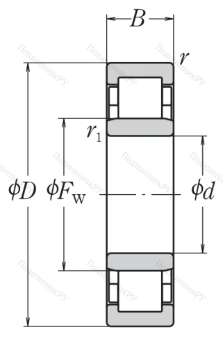Роликовый цилиндрический подшипник NU 312 ET C 3 от производителя  NSK