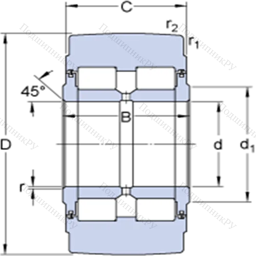 Опорные ролики на основе роликоподшипников с фланцевыми кольцами NNTR 50x130x65.2ZL от производителя  SKF