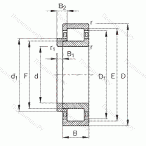 Подшипник роликовый радиальный NJ 419-M 1 + HJ 419